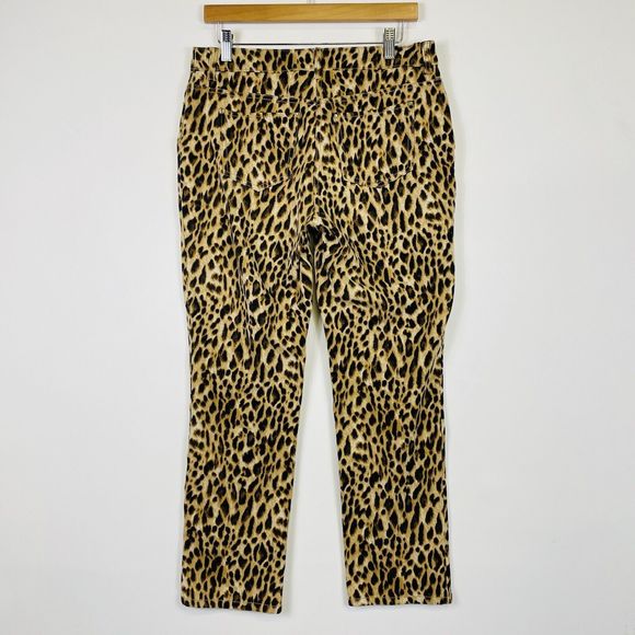 Chico's So Slimming Leopard Print Twill Stretch Elastic Pants‎ Womens 1 Medium 8 - Picture 4 of 6